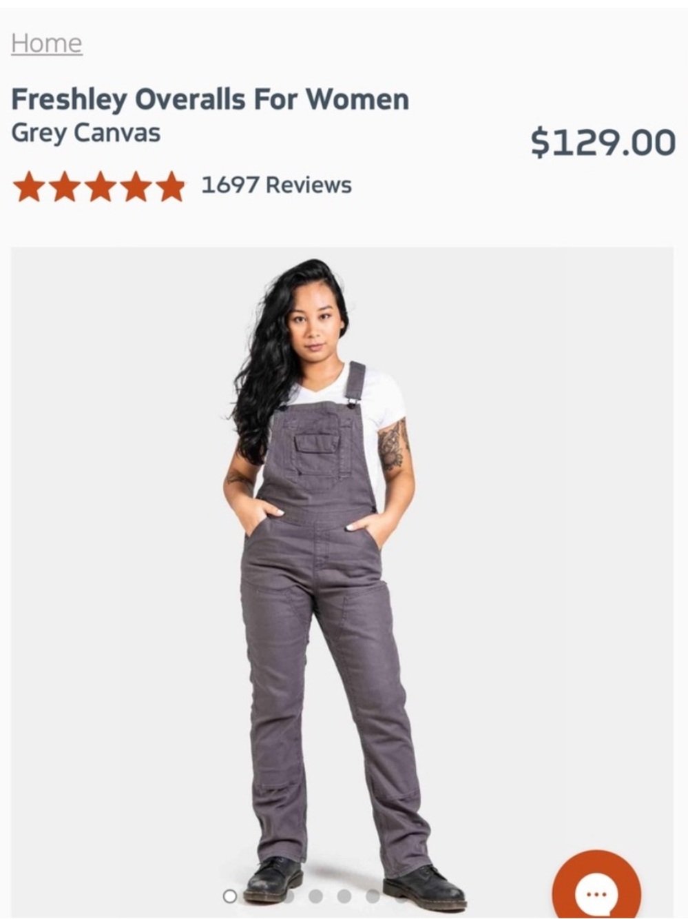 Dovetail freshley overalls workers women overalls coveralls dark grey denim